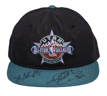 1993 Karl Malone & John Stockton All-Star Game Signed Hat (Beckett)